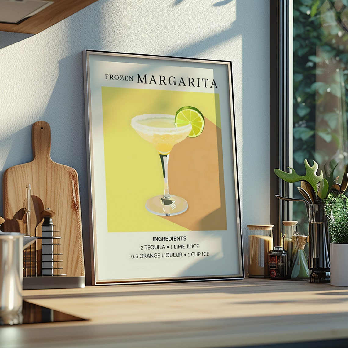 Frozen Margarita Cocktail Recipe Illustration Retro Bar Art Poster - Image 2