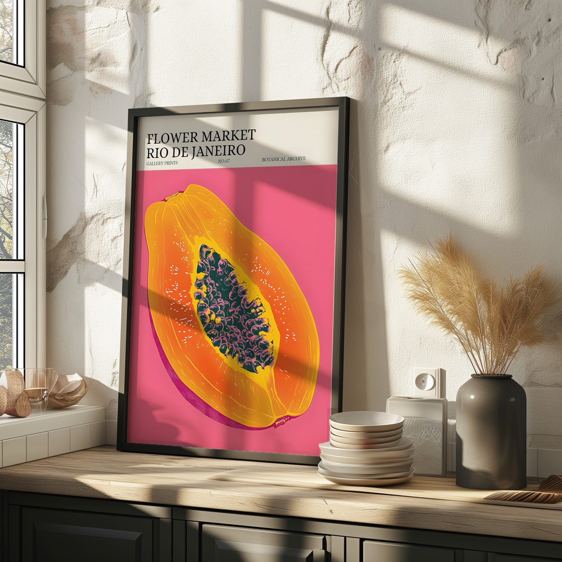 Rio de Janeiro Flower Market Papaya Botanical Vintage Art Print - Image 5