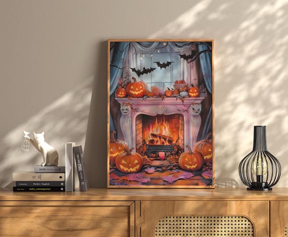 Halloween Vintage Wall Art Dark Academia Decoration Print Retro Decor Trendy Apartment Moody Poster Instant