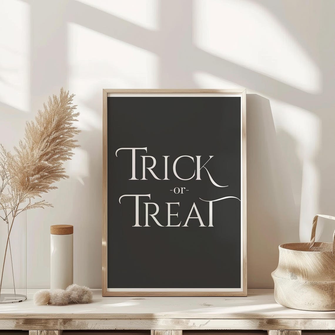 Elegant Trick or Treat Black and White Halloween Serif Poster - Image 2