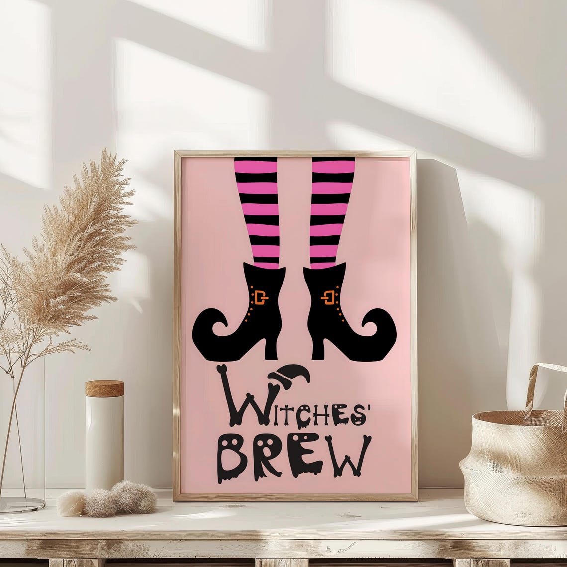 Witches Brew Witch Legs Pink Halloween Spooky Cute Art Poster - Image 4