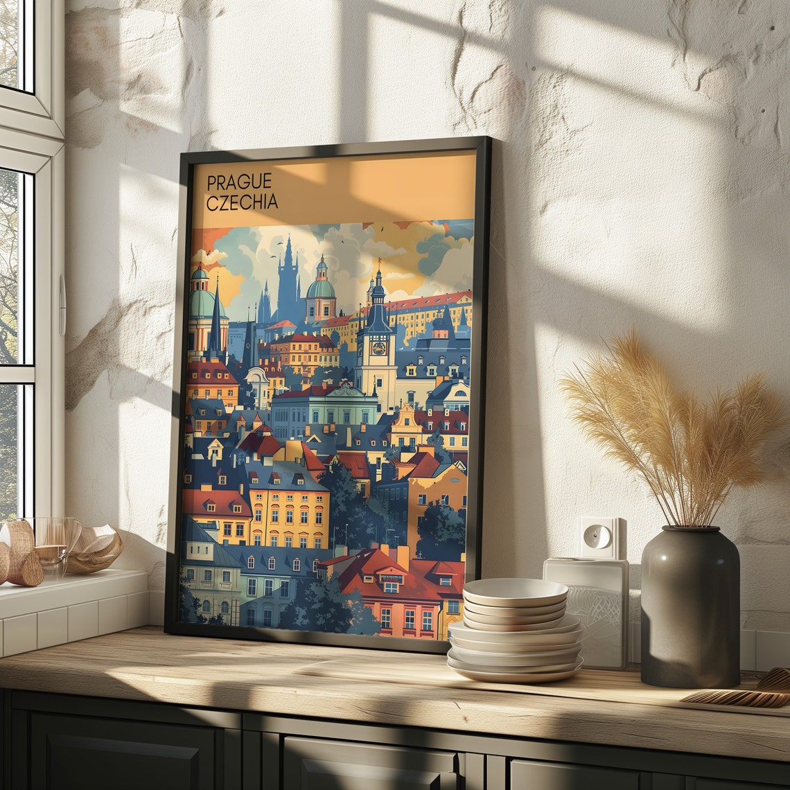 Prague Czechia Retro Old Town Spires Illustration Travel Poster - Image 4