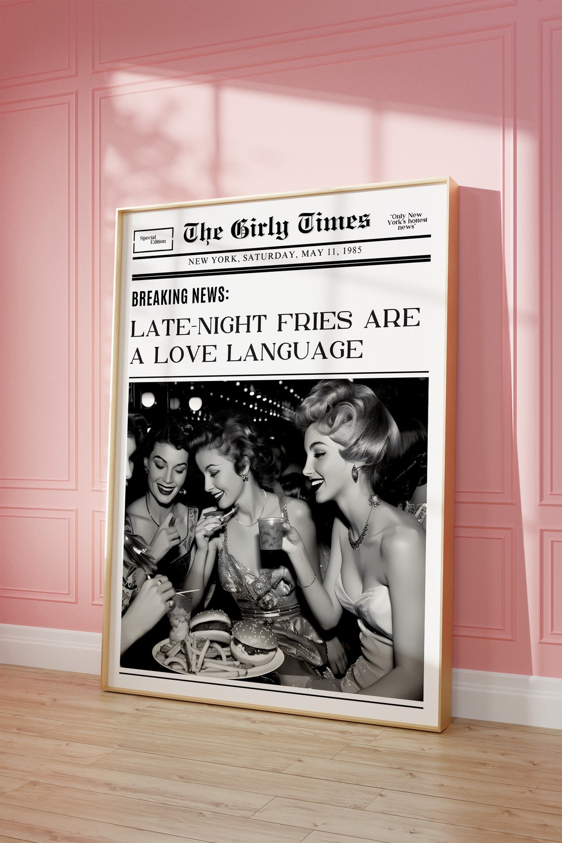 Late Night Fries Are A Love Language Girly Times Newspaper Print - Image 2