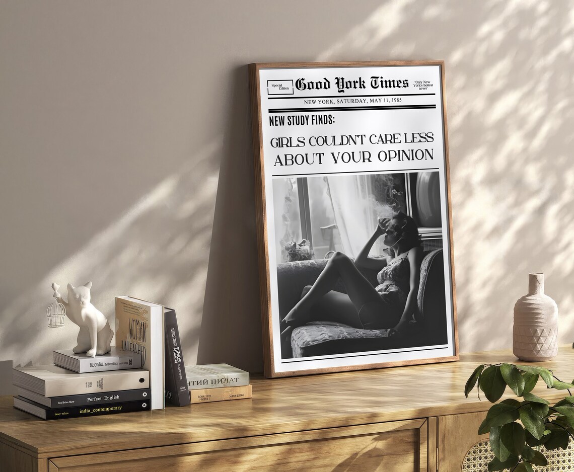 Bold Funny Girls Opinion Newspaper Quote Feminist Humor Wall Art - Image 2