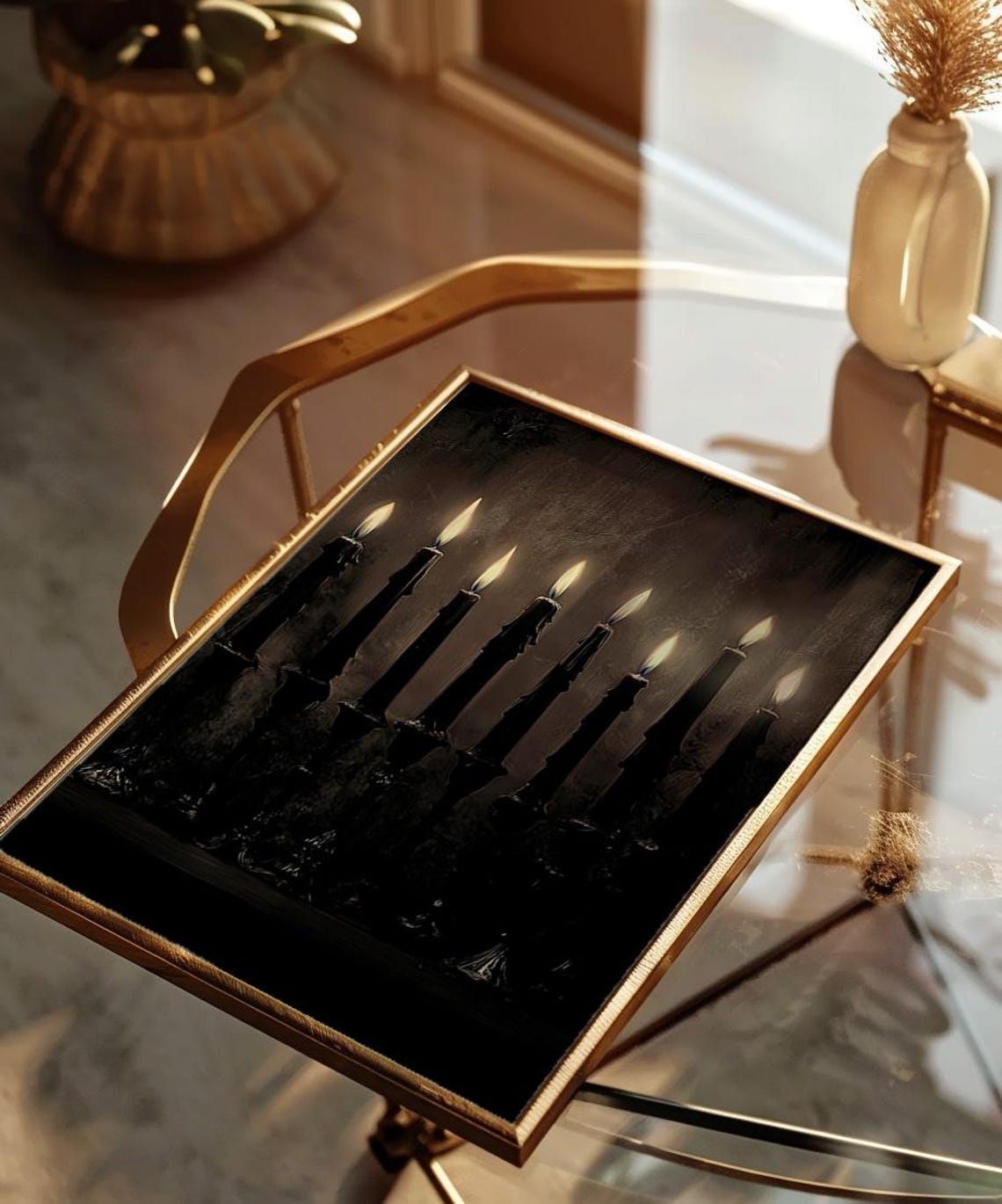 Burning Black Candles Dark Gothic Moody Dramatic Halloween Wall Art - Image 3