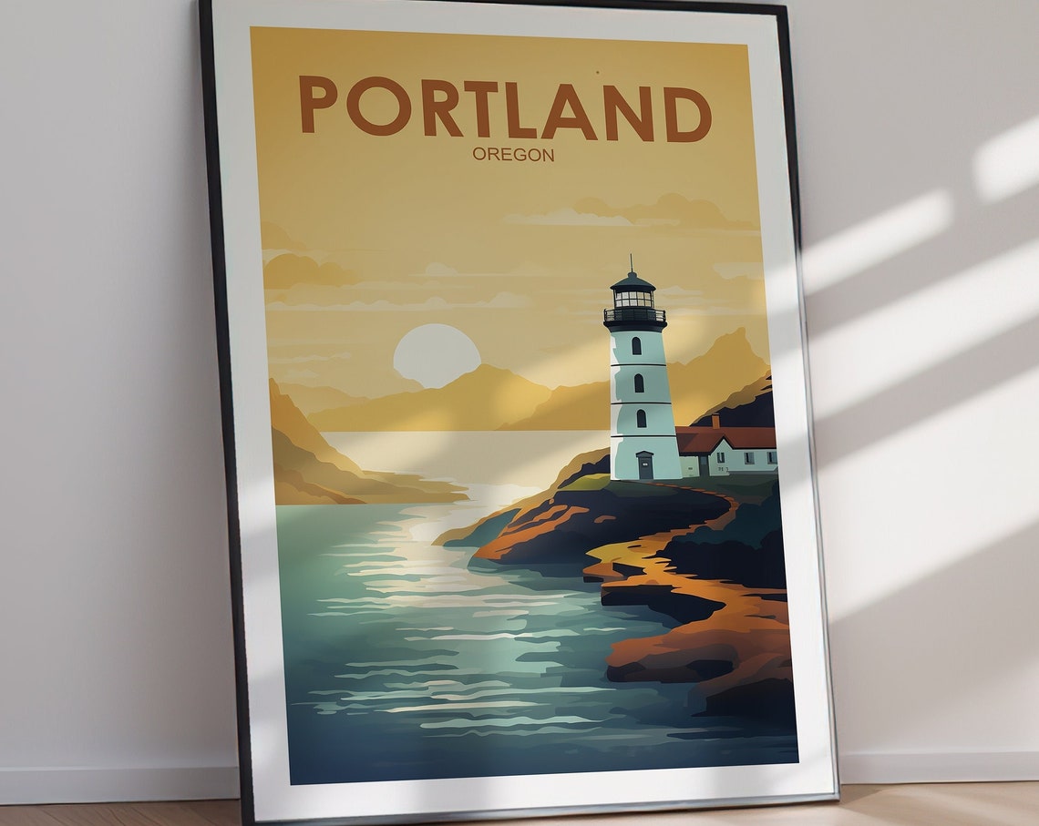 Portland Poster Wall Art Wanderlust Gift Holiday Travel Gift Gift For Her Gift For Him Holiday Gift - Image 2