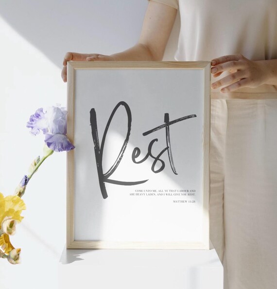Matthew 1128 Bible Verse Quote Scripture Poster Poster Modern Christian Wall Art Scripture Prints I Will Give You Rest