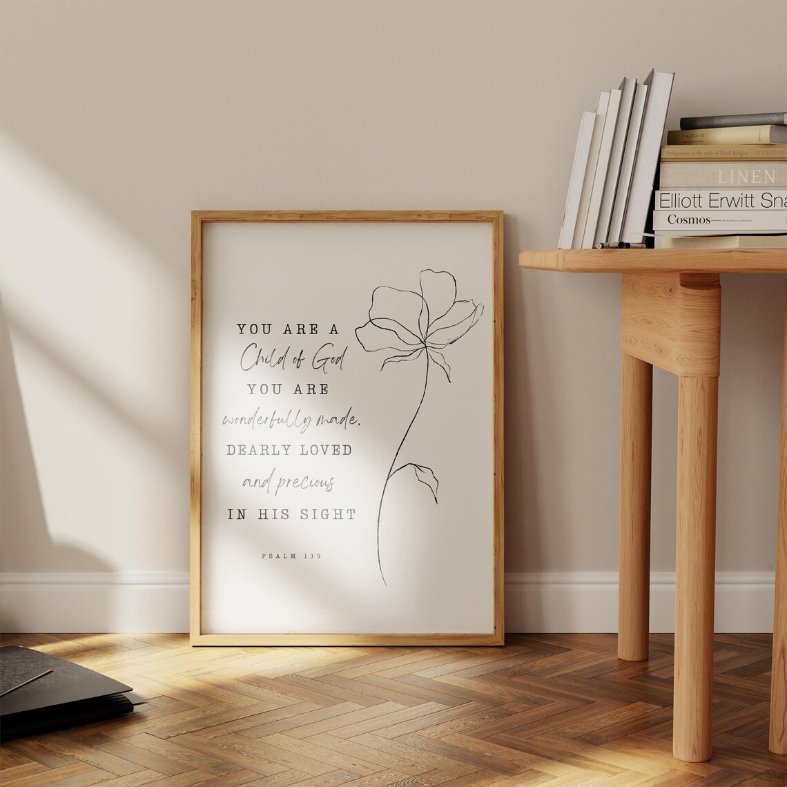 Psalm 139 Scripture Line Drawing Floral Art Print - Image 2