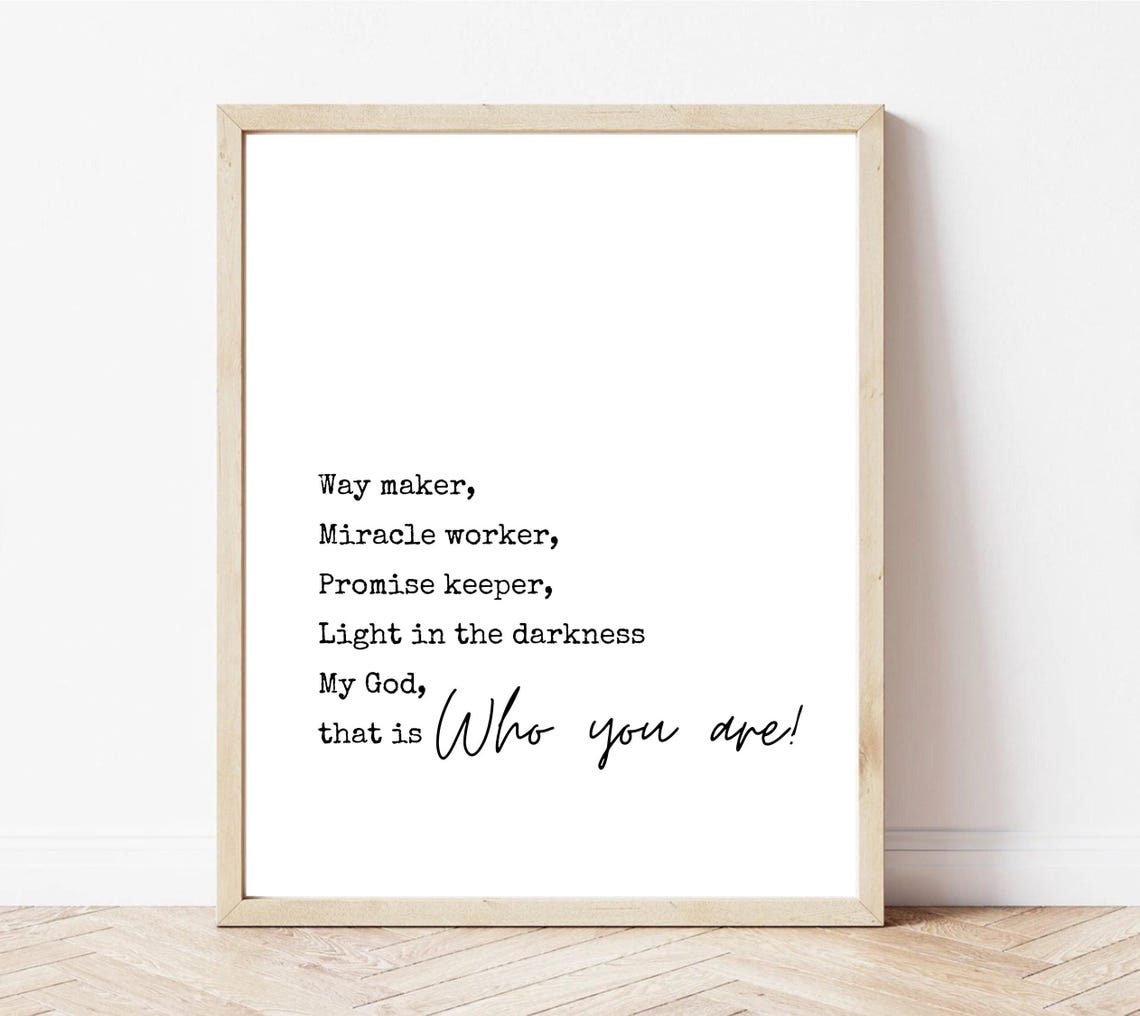 Way Maker Miracle Worker Worship Song Lyrics Typewriter Poster - Image 3