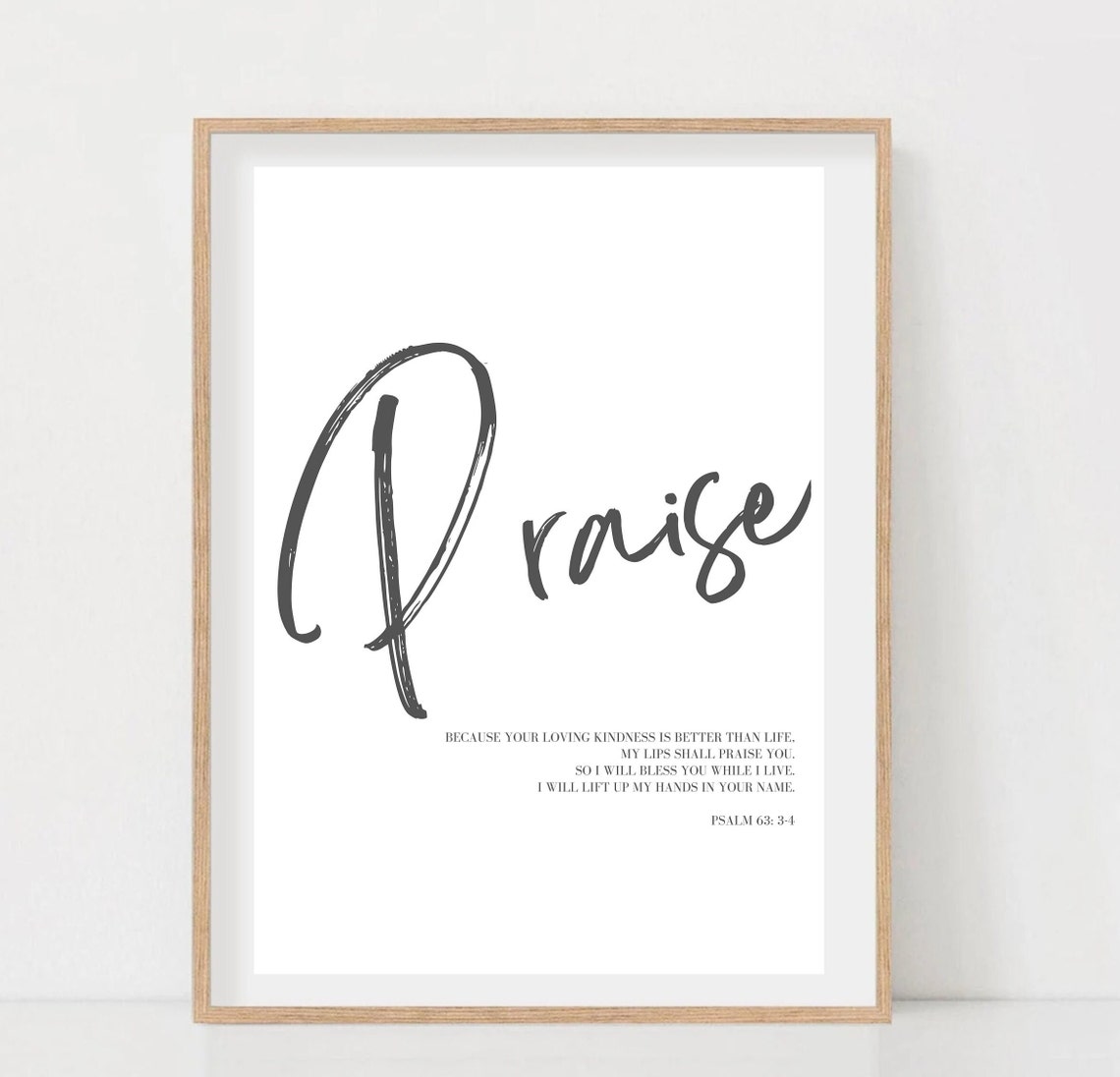 Praise Psalm 63:3-4 Bold Script Worship Typography Gallery Wall Art - Image 2