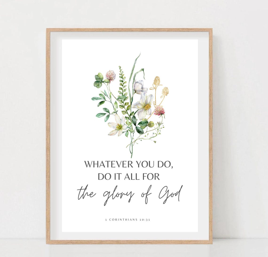 Whatever You Do Do It All For The Glory Of God Botanical Poster - Image 2