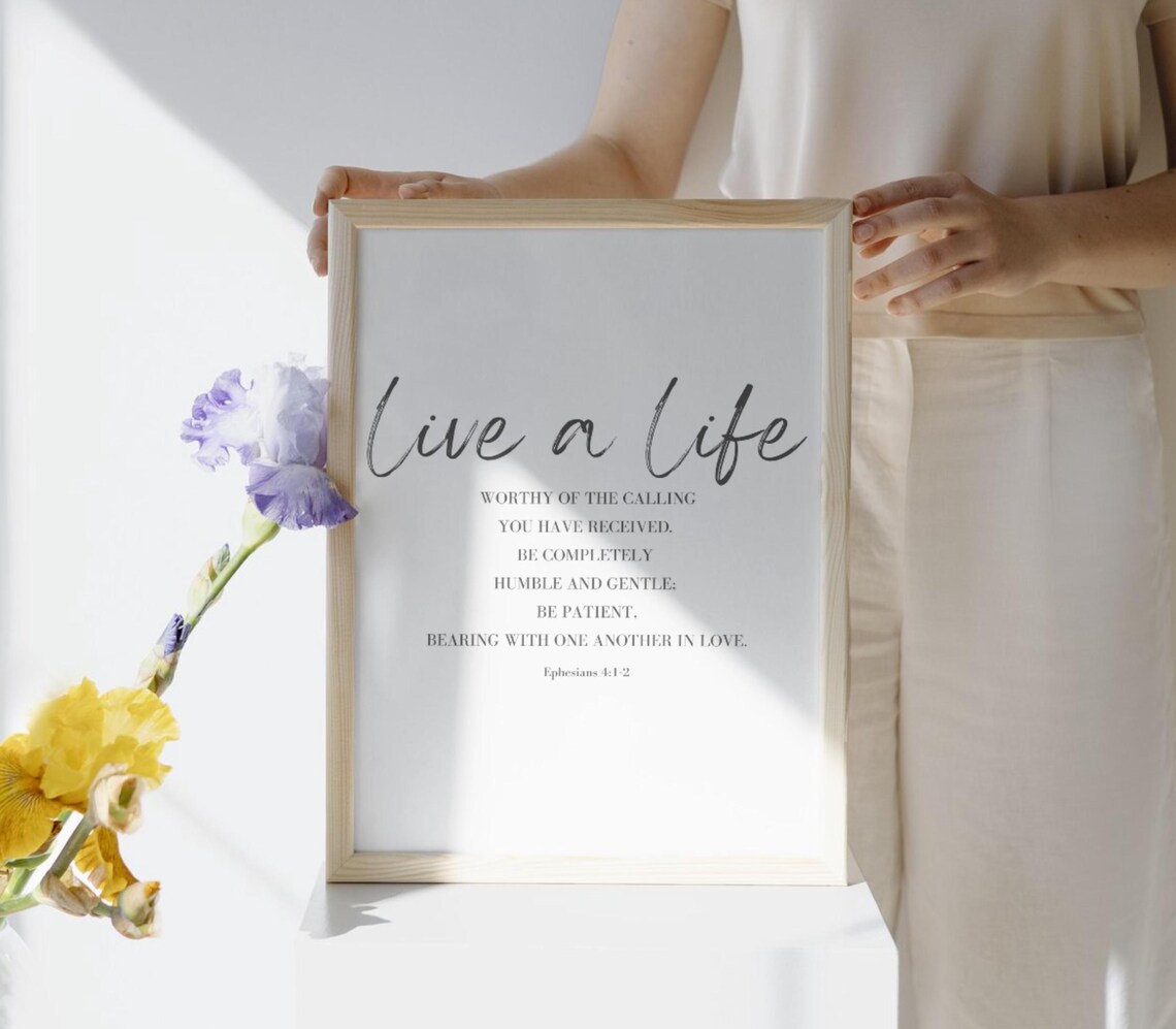 Ephesians 4 1 2 Live A Life Patient Quote Large Bible Verses Scripture Wall Art Christian Decor Bible Verse Wall Art - Image 2