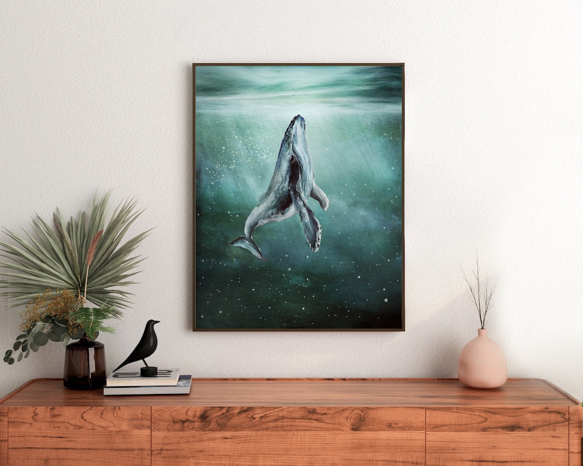 Whale In Stars Ocean-Themed Nursery Art Print - Image 2