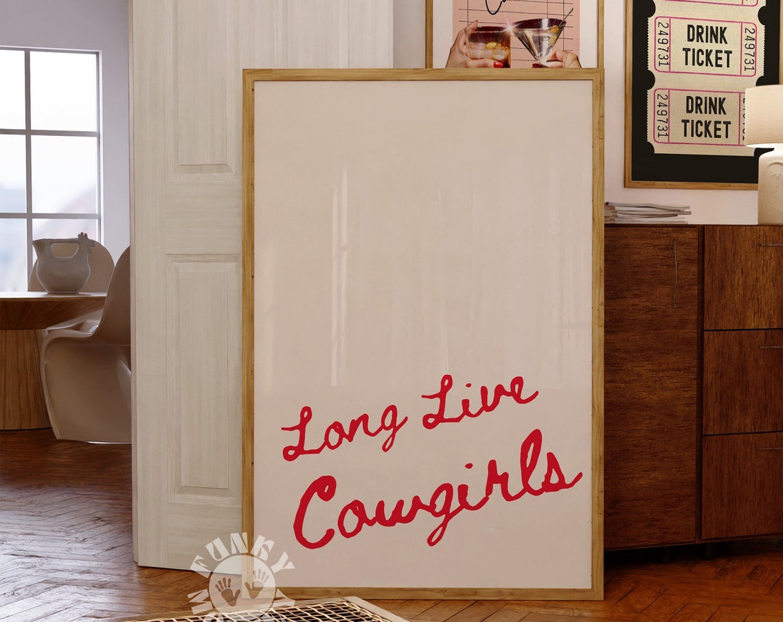 Long Live Cowgirls Red Handwritten Script Western Quote Poster