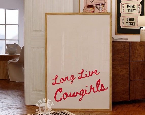 Long Live Cowgirls Wall Art Red Retro Western Rodeo Art Cowgirl Aesthetic Print Dorm Room Decor Trendy Print