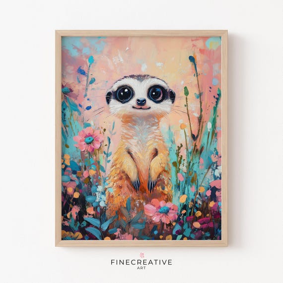 Meerkat Print Nursery Painting Wall Art Cute Nursery Decor Baby Animal Art Instant Kids Room Decor B30