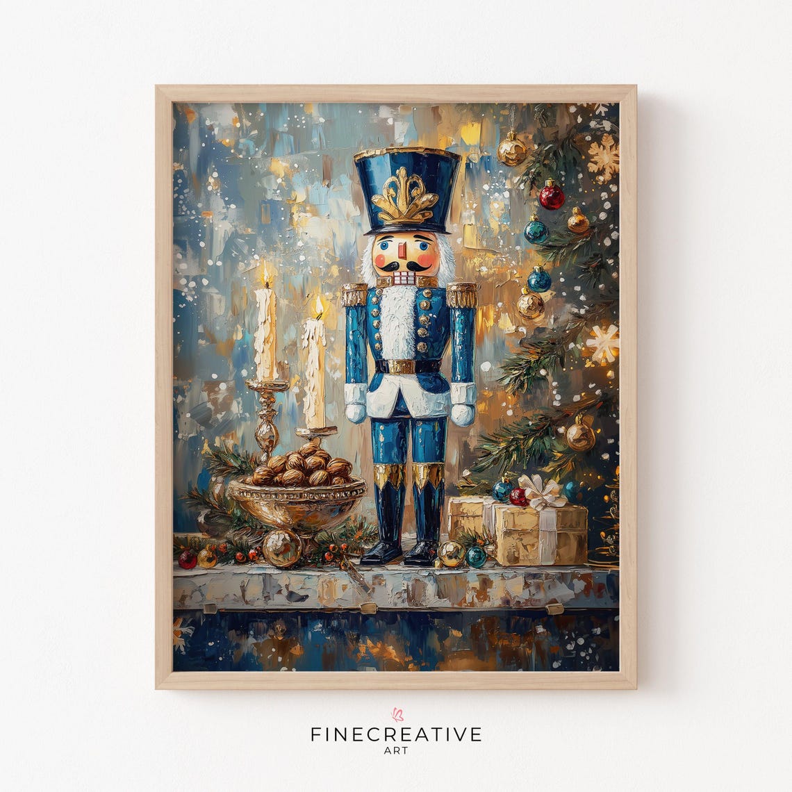 Blue Nutcracker Soldier Christmas Holiday Figure Painting Poster