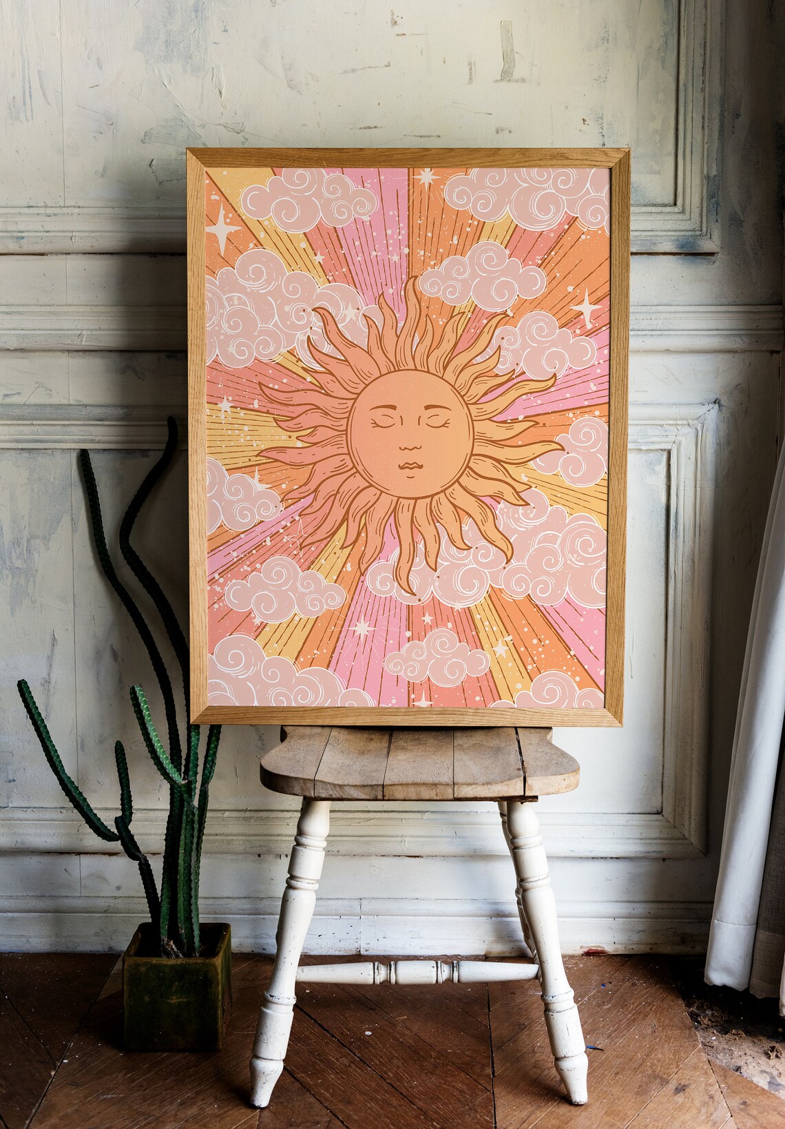 Retro Sun Print Celestial Decor 70s Poster - Image 2