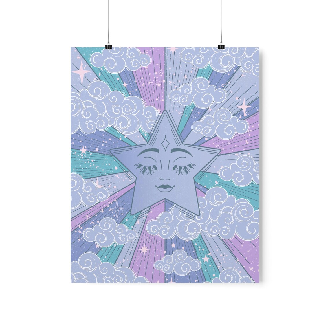 Star Retro Celestial Poster, Vintage 70s Room Decor - Image 3