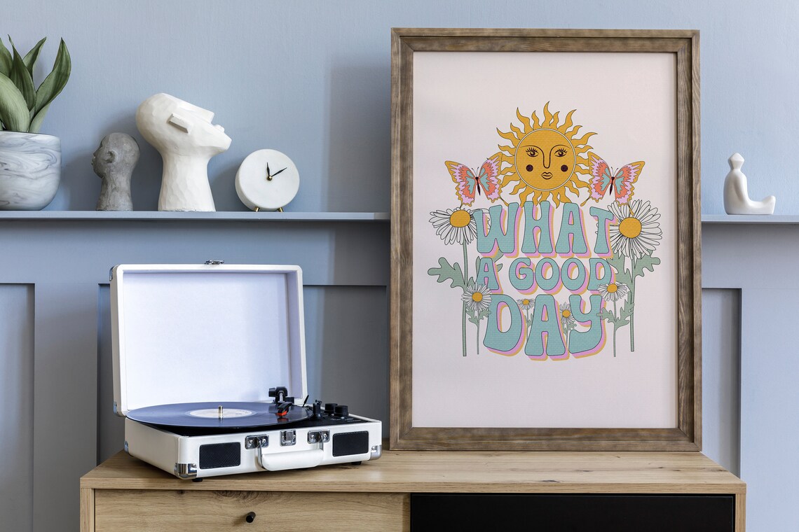 What A Good Day Sunshine Butterflies Daisies Positive Quote Poster - Image 4
