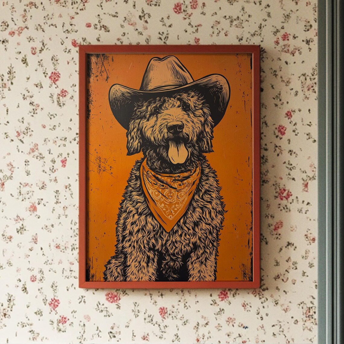 Cowboy Dog With Hat And Bandana Art Print