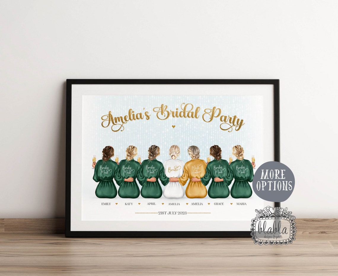 Bridal Part Personalised Gift Wedding Dressing Gowns Gift Gift For Bride Bridesmaid Gift Bridesmaids Gift Wedding Print Wedding Gift - Image 2