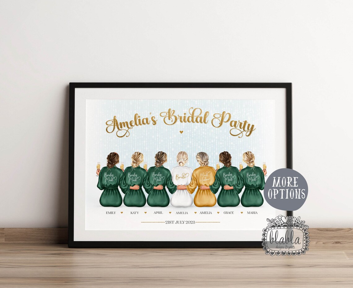 Olivia Bridal Party Robes and Champagne Bridesmaids Keepsake Poster - Image 2