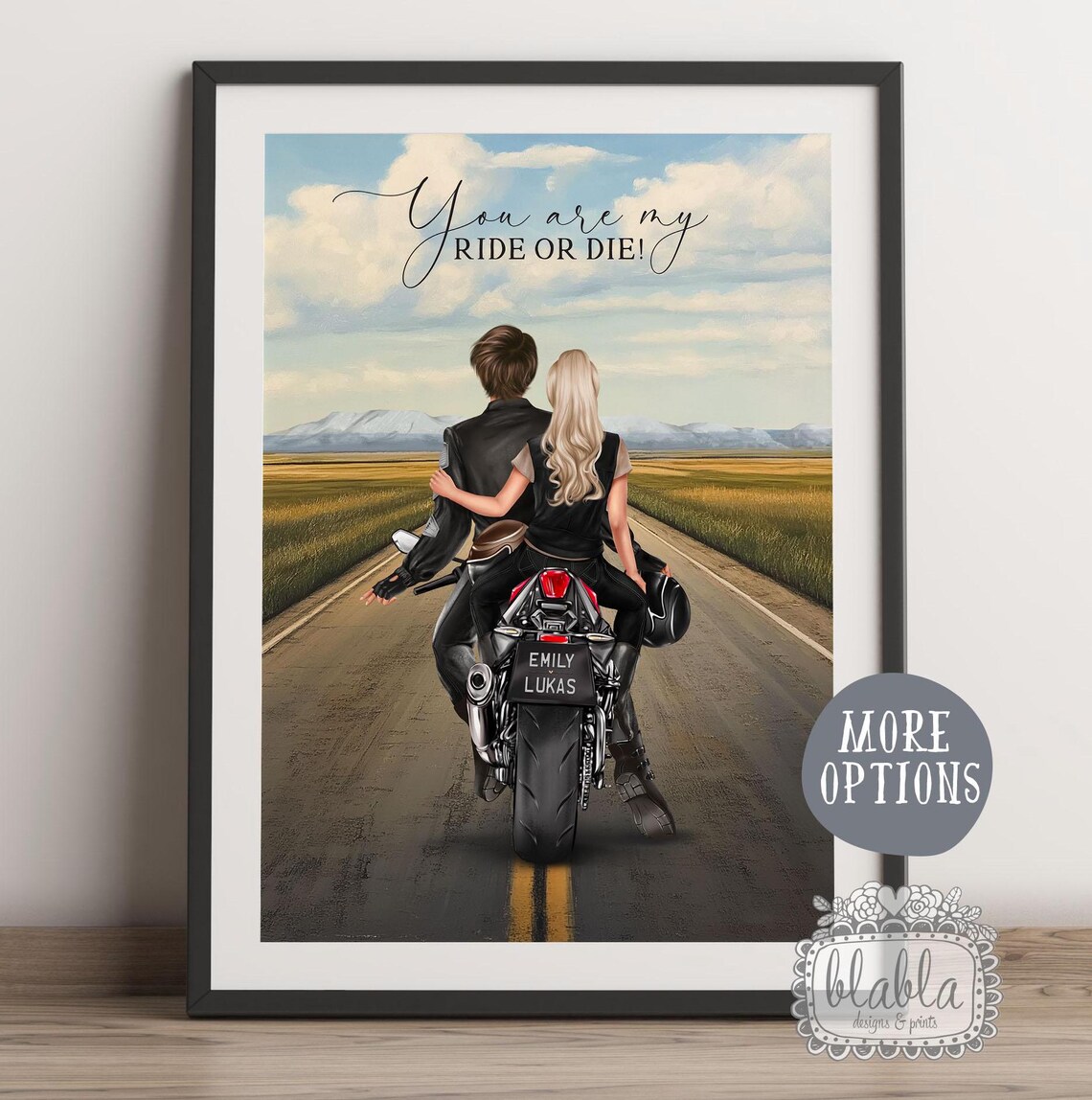 You Are My Ride or Die Biker Couple Motorcycle Road Trip Poster