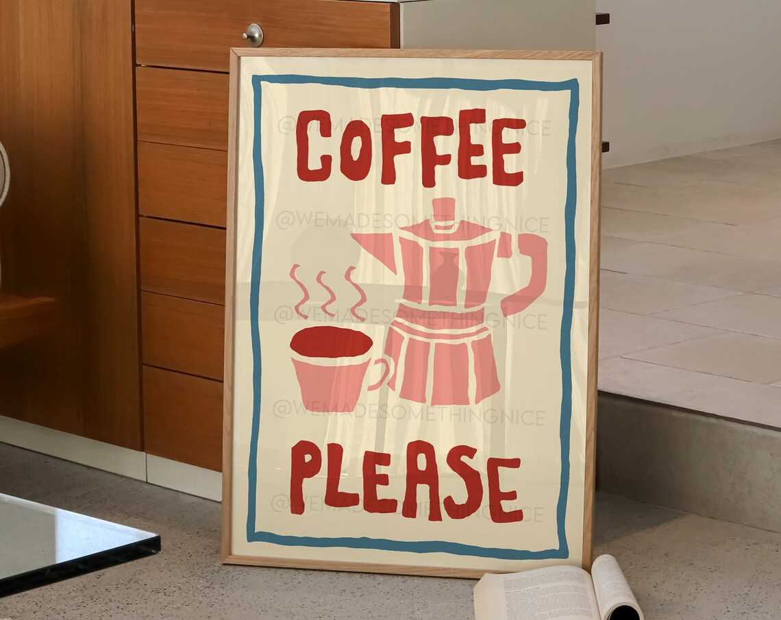 Coffee Kitchen Bar Cart Retro Wall Art Poster - Image 4