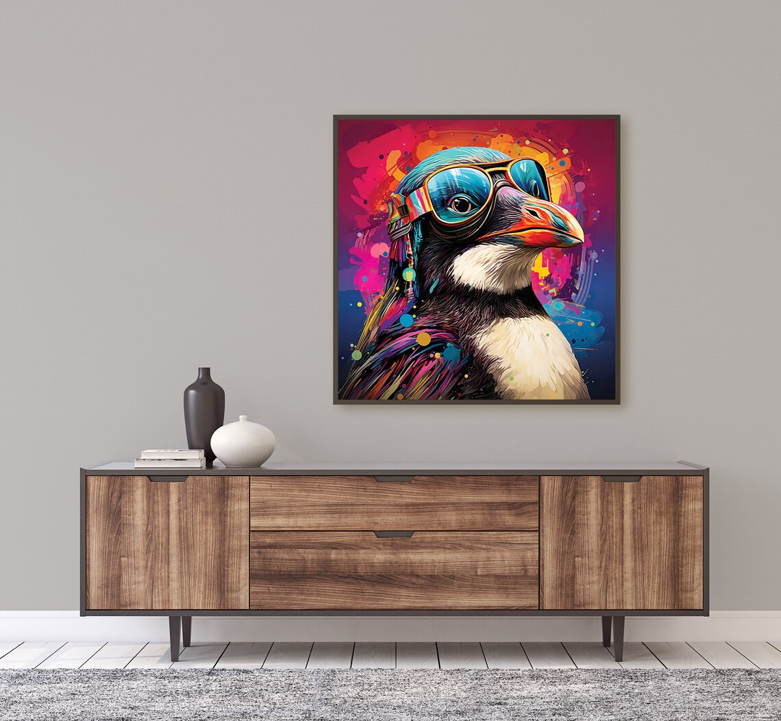 Psychedelic Penguin With Glasses, Wall Art Print - Image 2