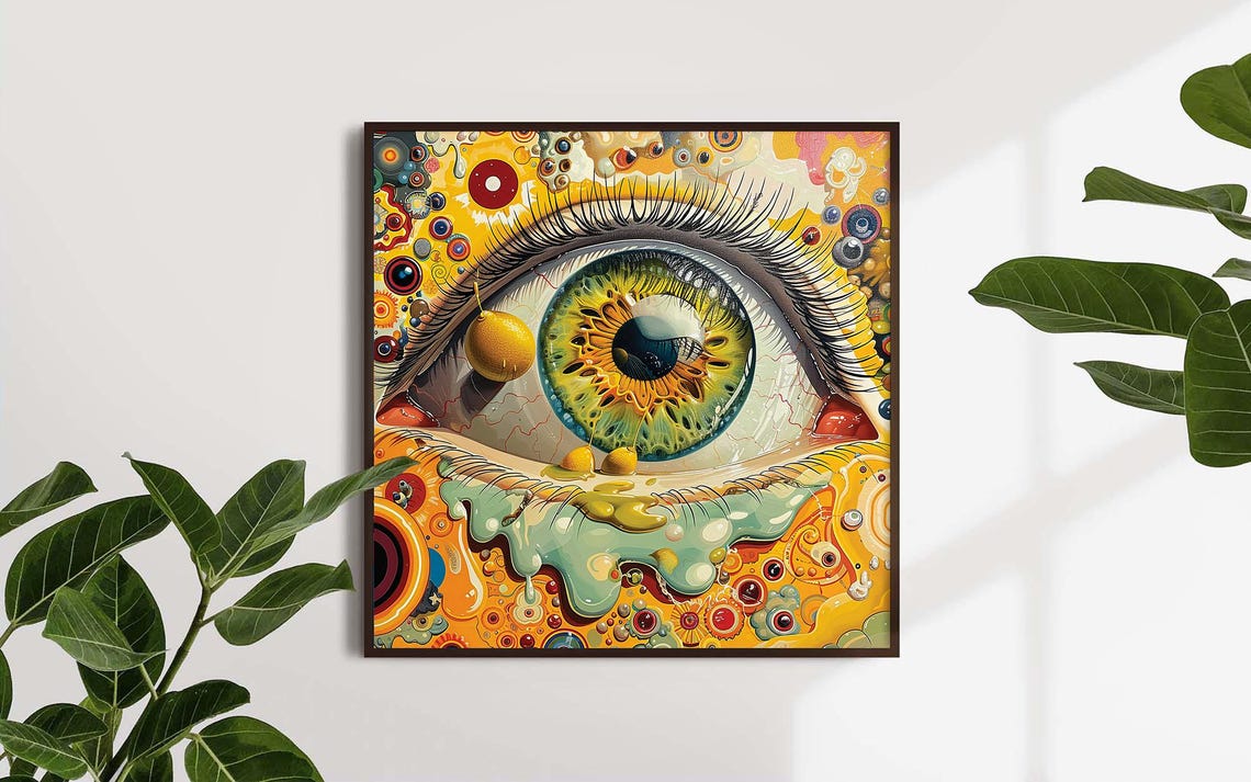 Giant Human Eye Macro Psychedelic Yellow Orange Surreal Art Poster - Image 4