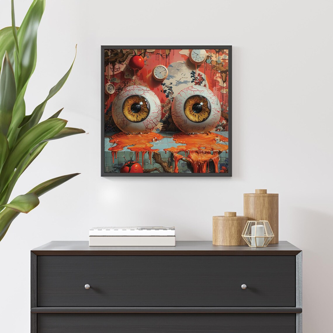 Surreal Giant Eyeballs Melting Clocks Weird Dream Art Poster - Image 5