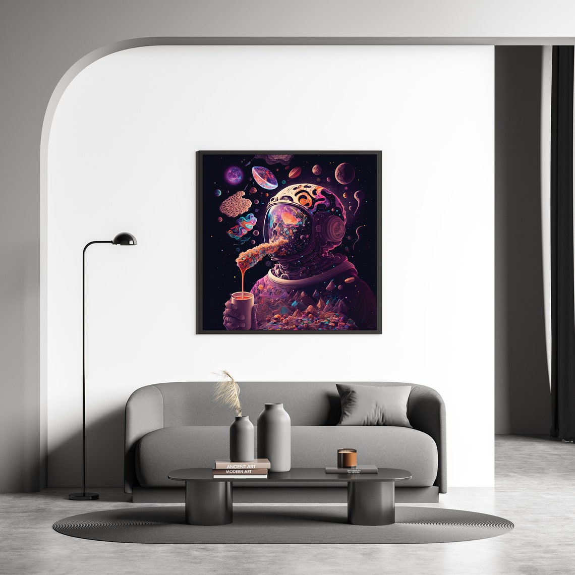 Psychedelic Astronaut Trippy Space Skull Cosmic Coffee Poster - Image 4
