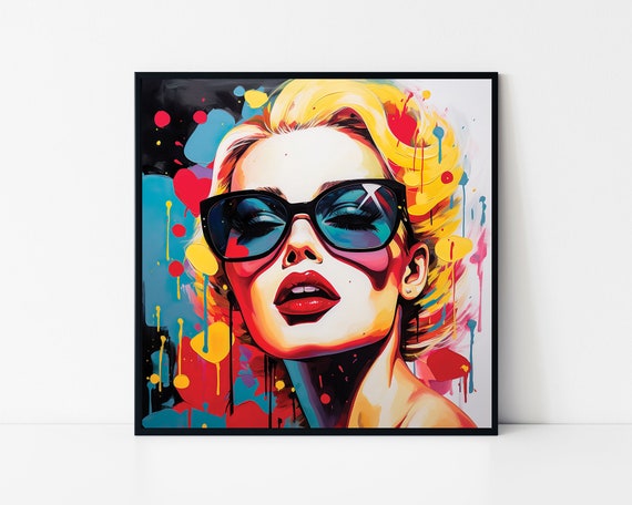 Blonde Pop Art Woman Sunglasses Bold Colorful Retro Face Poster