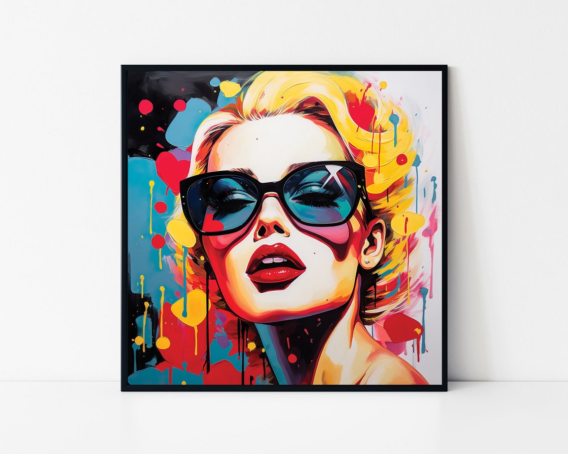 Blonde Pop Art Woman Sunglasses Bold Colorful Retro Face Poster