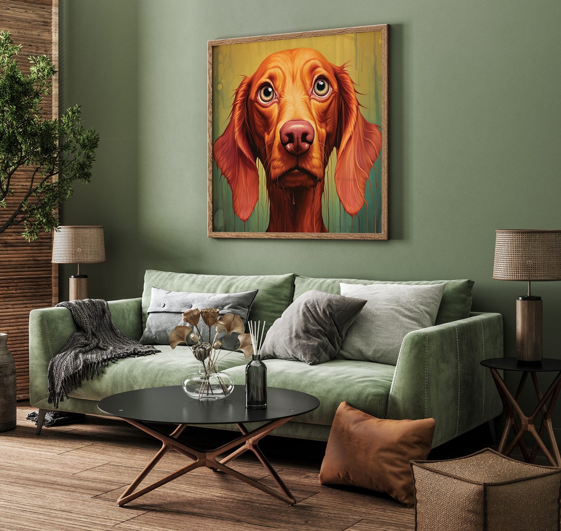 Painting Of Hungarian Vizsla Dog Framed Poster Dog Wall Art Dog Lovers Poster Wall Hanging Home Decoration Portrait Of Vizsla Dog - Image 2