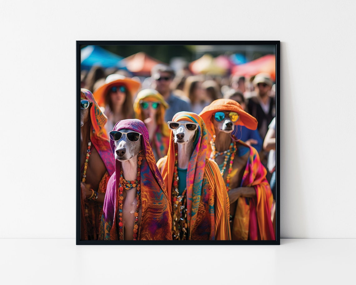 Cool Dogs Framed Poster Dogs At Music Festival Dogs As Humans Stylish Dogs Summer Dog Lover Gift Poster Dogs In Sunglasses