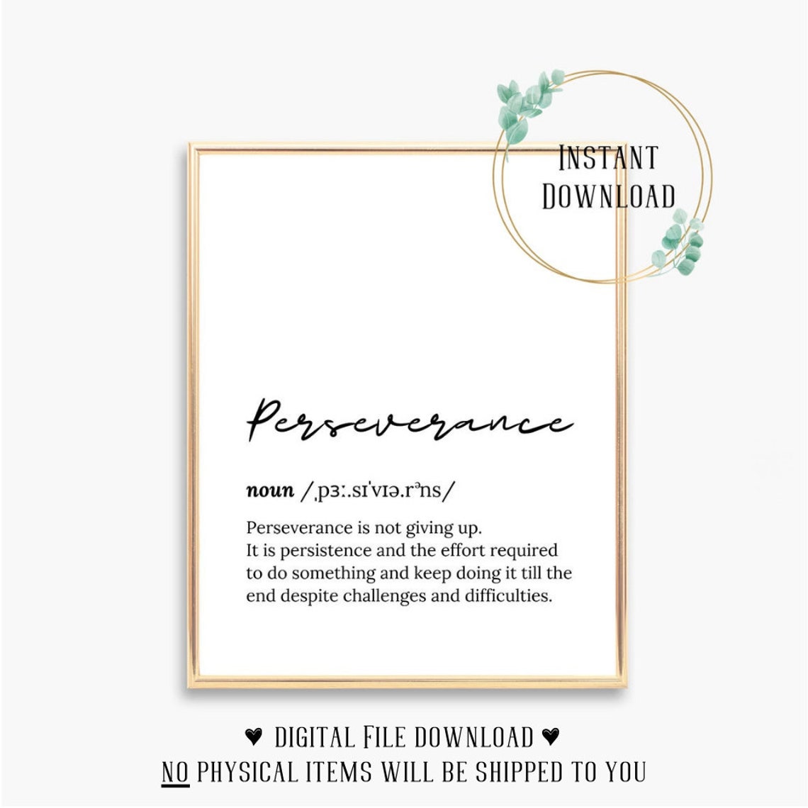 Perseverance Script Definition Never Giving Up Inspirational Poster