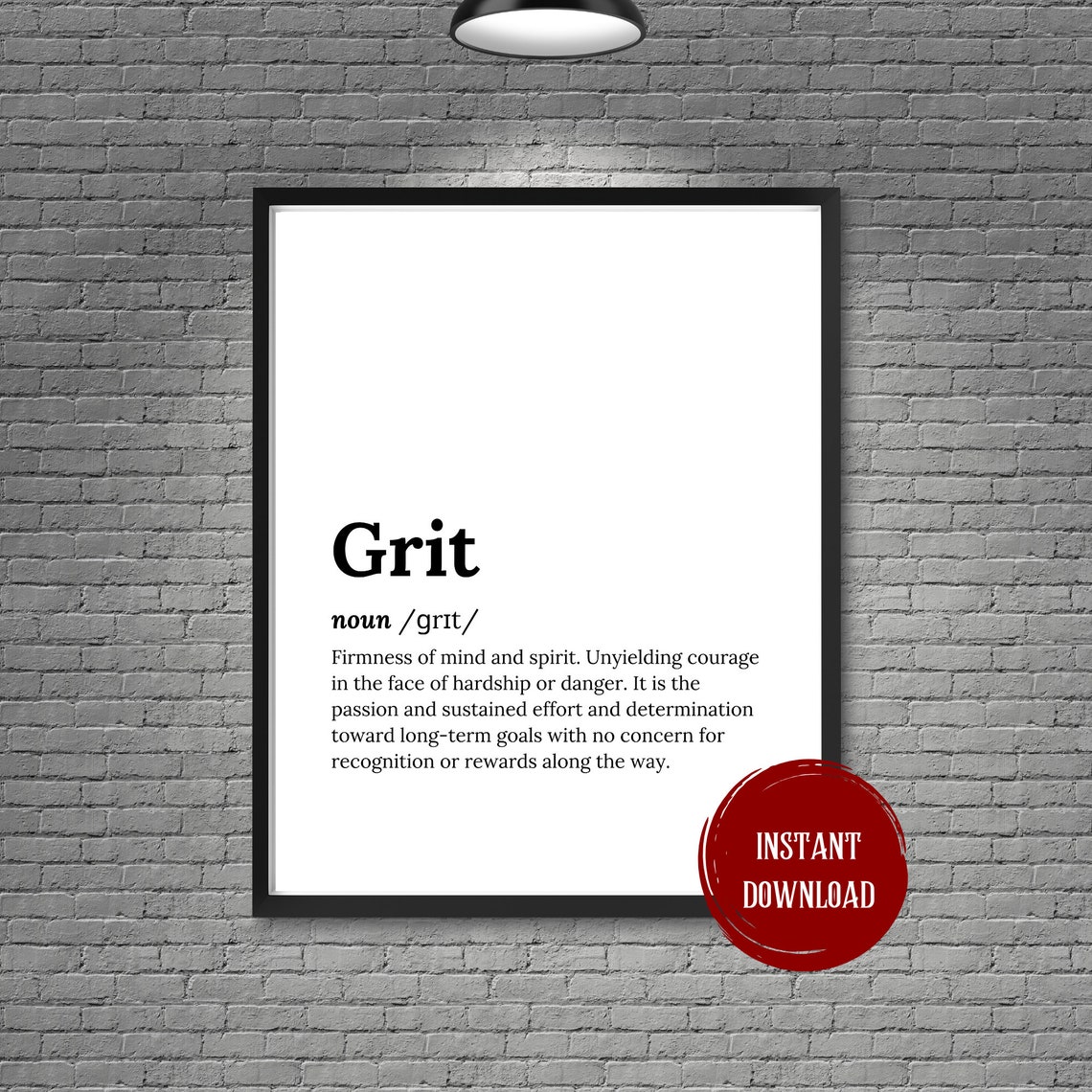 Grit Dictionary Definition Firmness of Mind Unyielding Courage Poster - Image 3