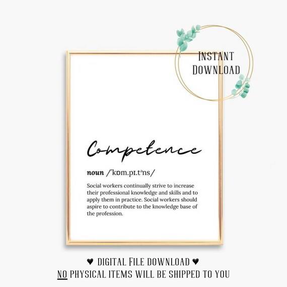 Competence Social Worker Dictionary Definition Script Font Poster