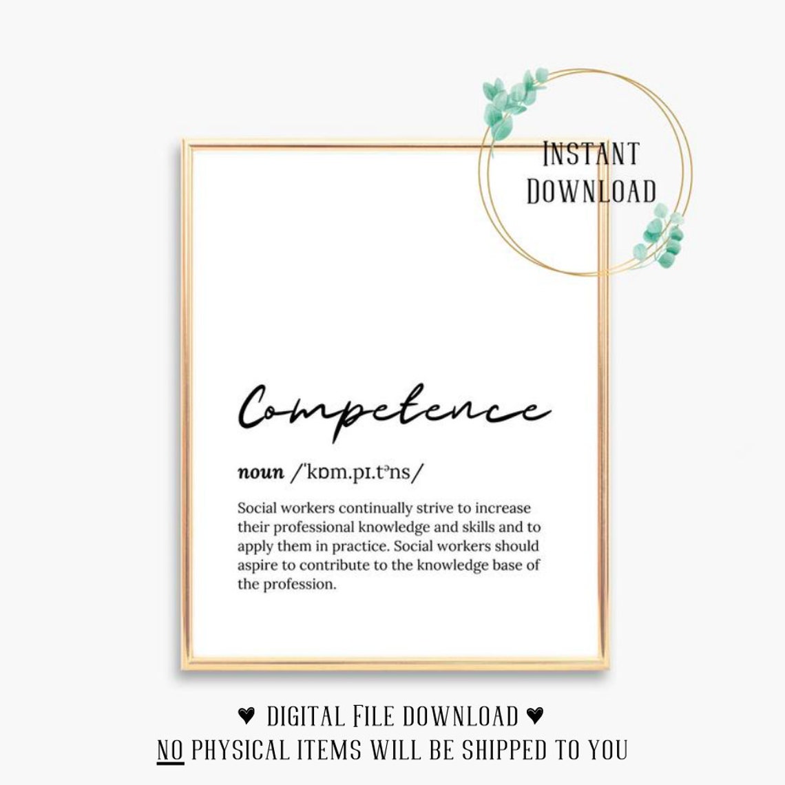 Competence Social Worker Dictionary Definition Script Font Poster
