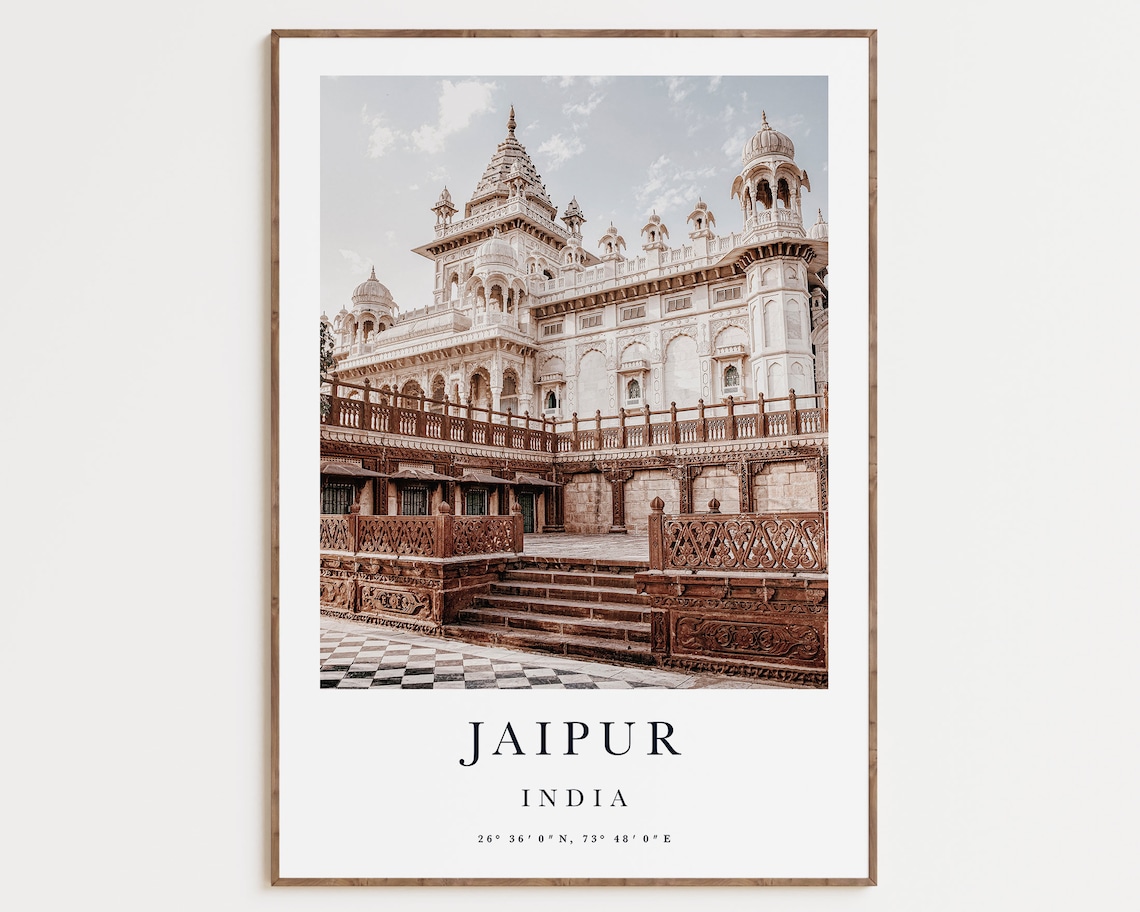 India Travel Poster Print, Taj Mahal Cityscape