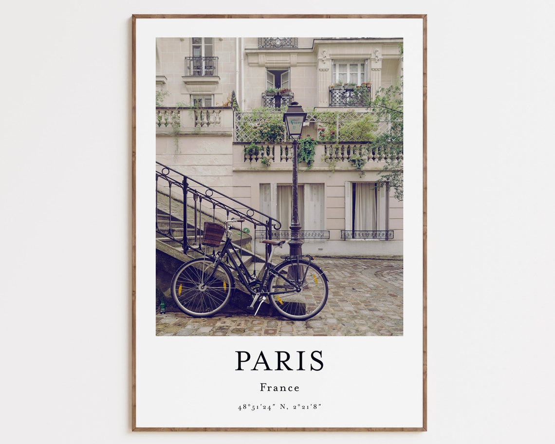 Paris France City Bicycle Travel Poster