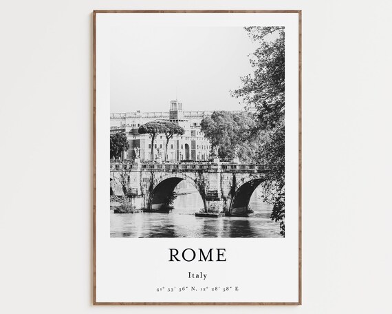 Rome Italy Cityscape, Black And White Travel Poster