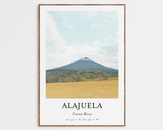 Costa Rica Volcano Travel Poster, Alajuela