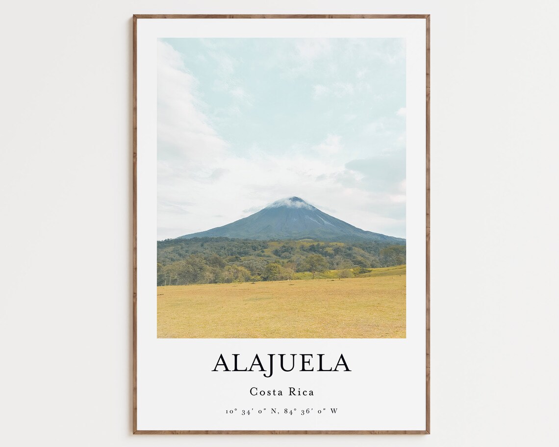 Costa Rica Volcano Travel Poster, Alajuela