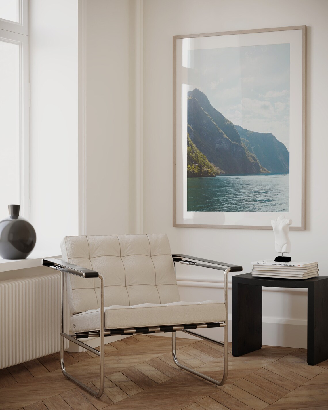 Foggy Nordic Mountain Landscape Art Print - Image 2