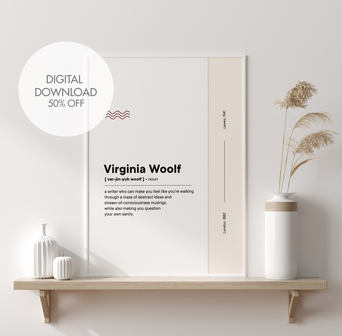 Virginia Woolf Funny Dictionary Definition Stream Of Consciousness Poster
