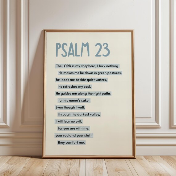 Psalm 23 The Lord Is My Shepherd Bible Verse Typography Poster