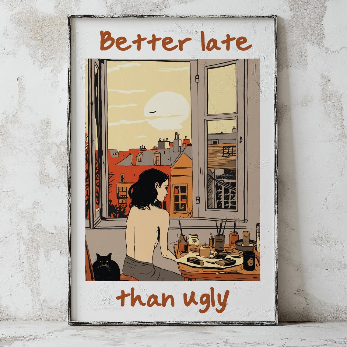 Better Late Than Ugly Print Preppy Room Wall Art Funny Girl Quote Poster Cute Preppy Decor Aesthetic Teen Room Art - Image 3